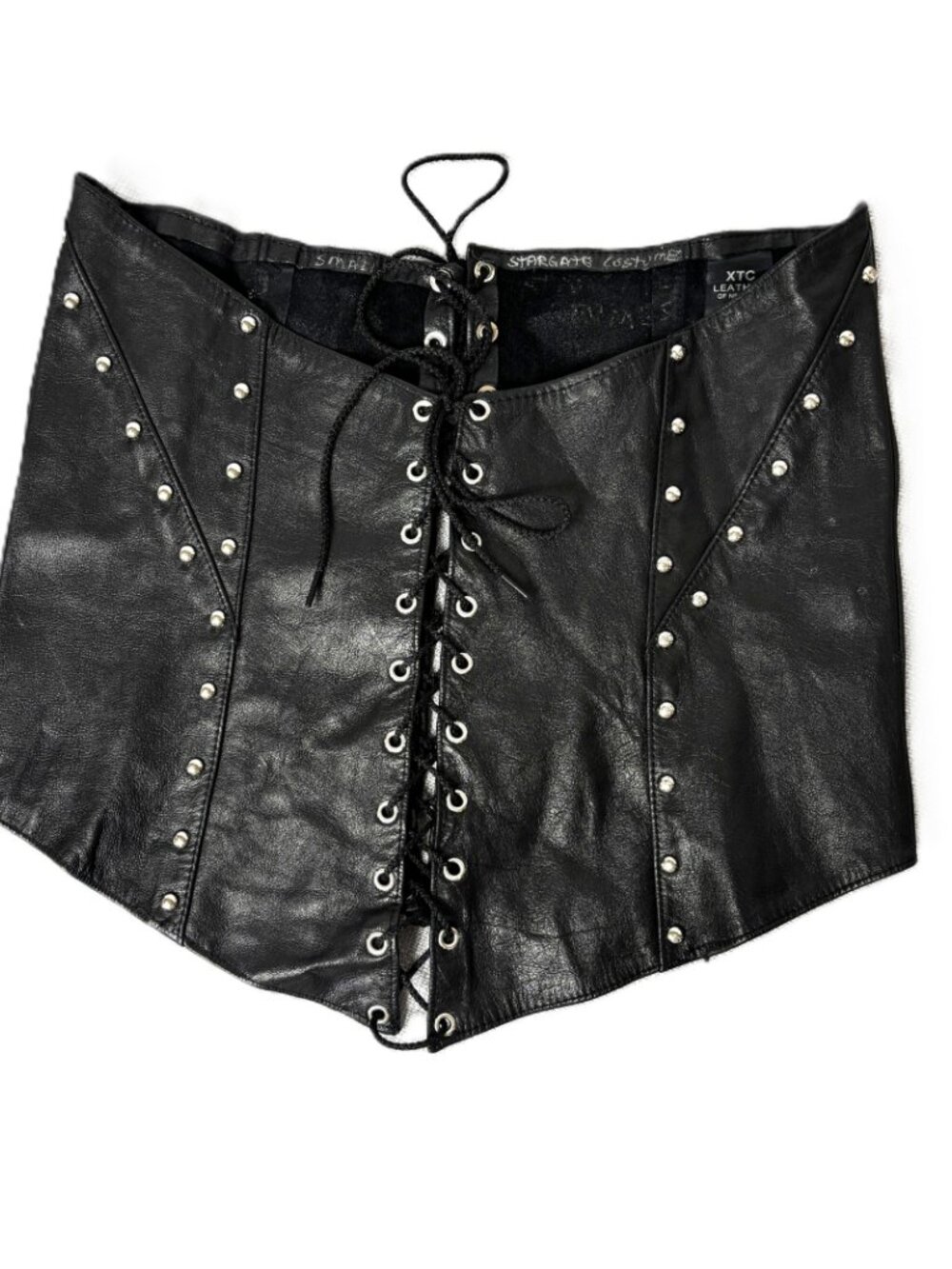 Vtg Y2K XTC Leather Under Bust Waist Cincher Corset Sz Small
